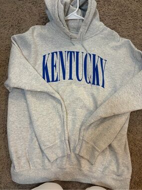 Grey Crewneck Sweater with Blue